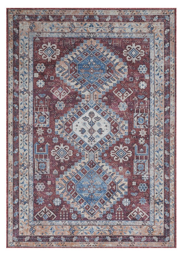Decorative rug with geometric pattern on a white background