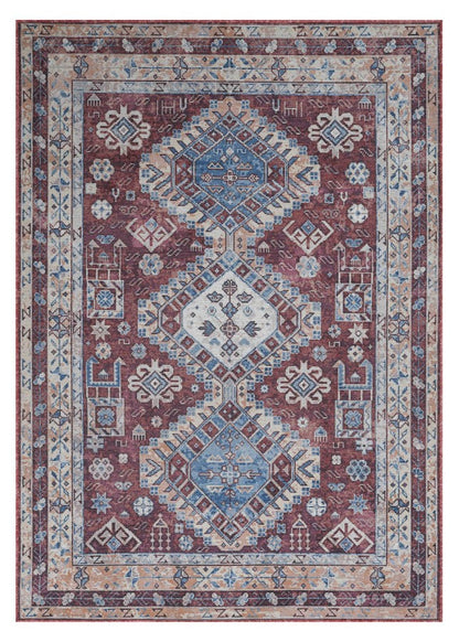 Decorative rug with geometric pattern on a white background