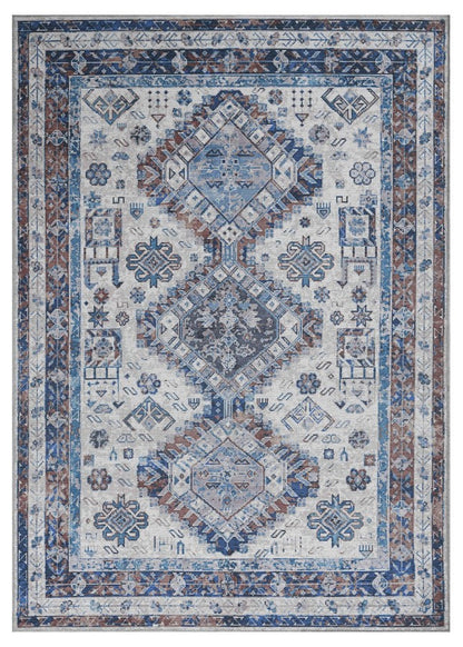 Decorative rug with geometric pattern on a white background