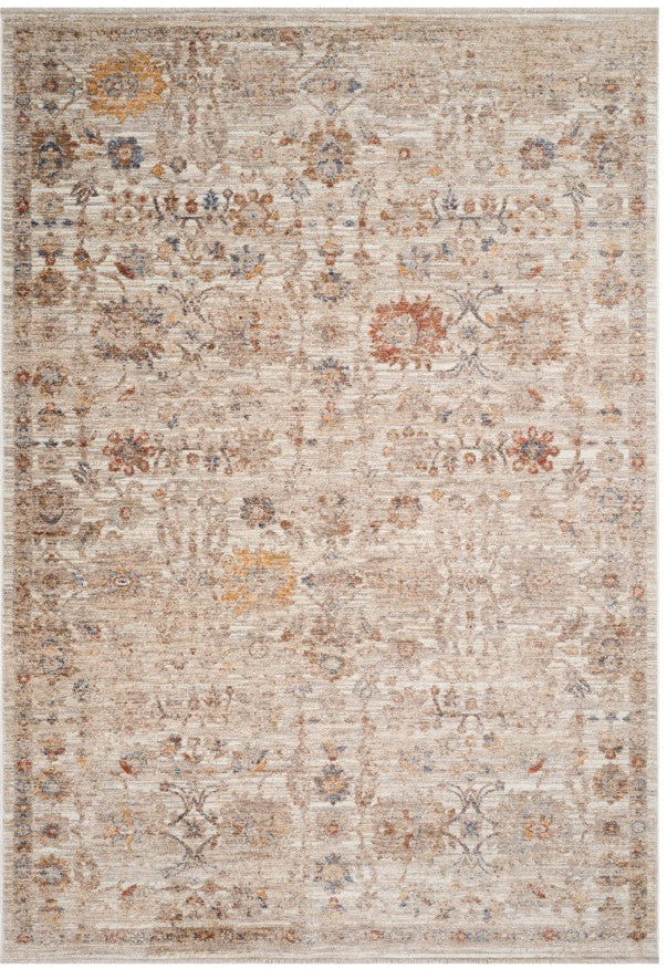 Decorative rug with floral pattern on a beige background