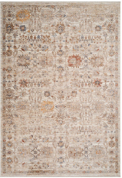 Decorative rug with floral pattern on a beige background