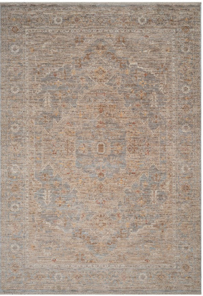 Patterned rug with neutral colors on a white background