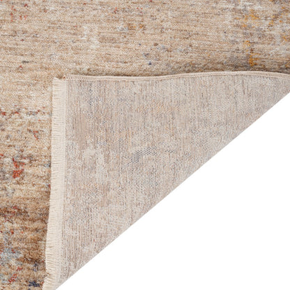 Close-up of a textured beige rug corner on a white background