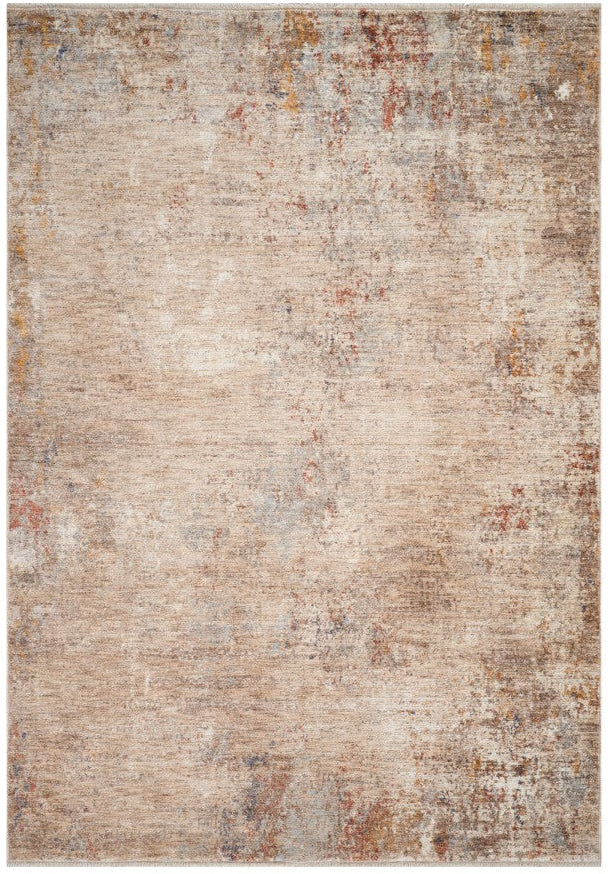 Textured area rug with earthy tones on a white background