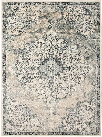 Decorative rug with intricate pattern on a white background