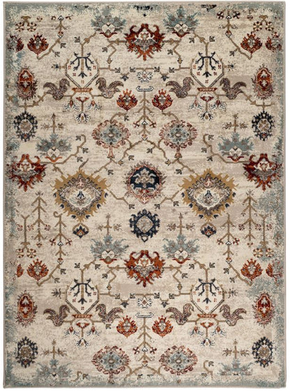 Decorative rug with intricate patterns on a plain background