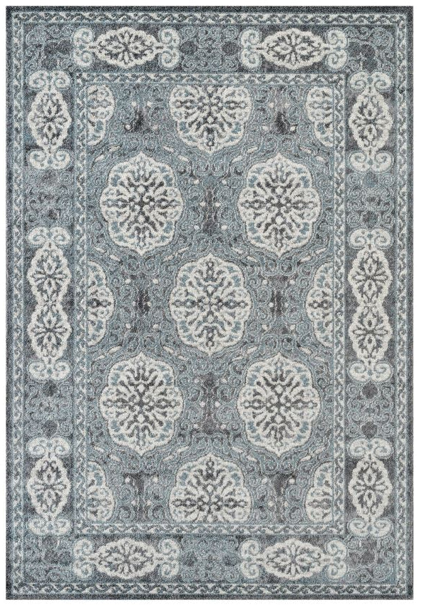 Decorative rug with a geometric pattern on a white background