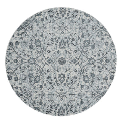 Round rug with floral pattern on a white background