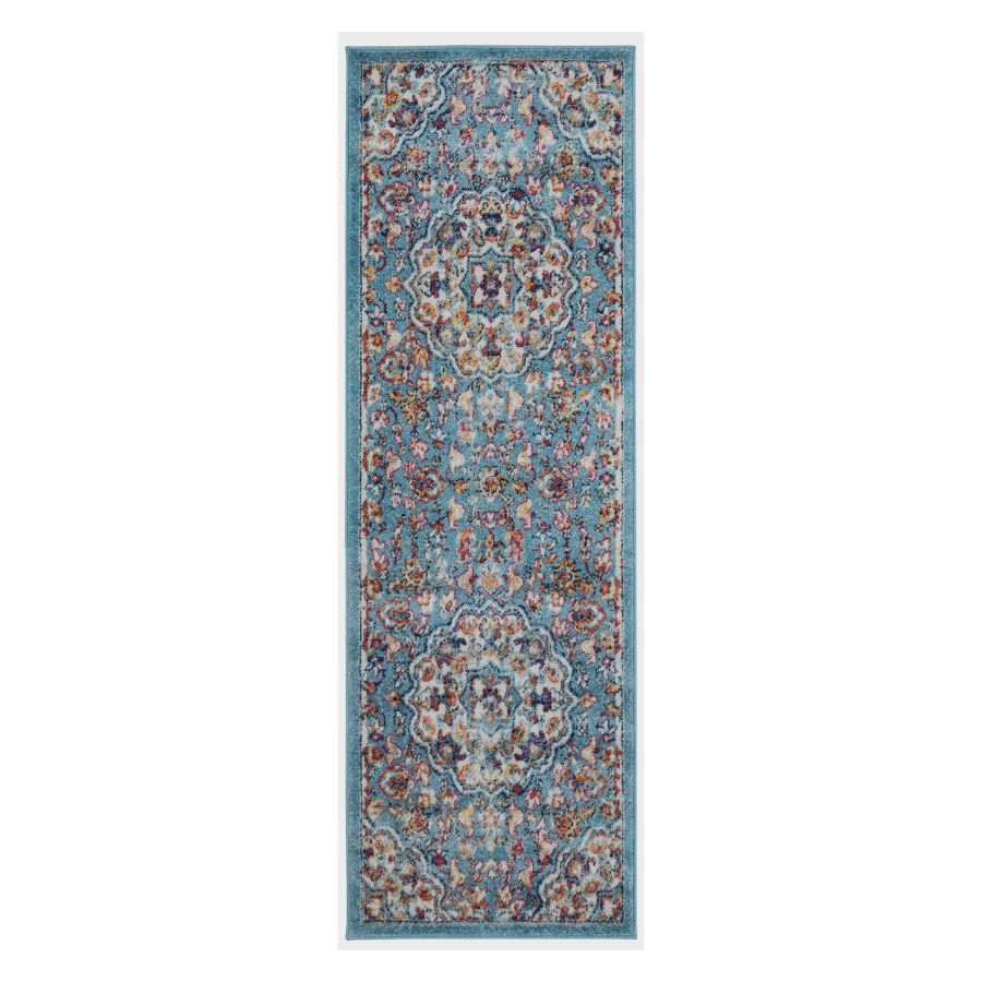 Decorative rug with floral pattern on a white background