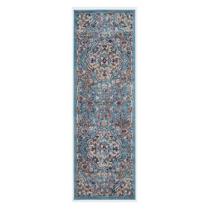 Decorative rug with floral pattern on a white background