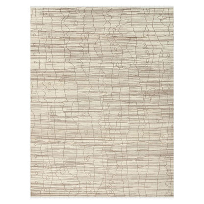 Textured beige rug with wavy pattern on a white background
