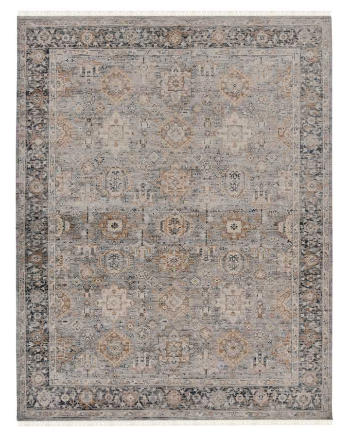 Decorative rug with intricate patterns on a plain background