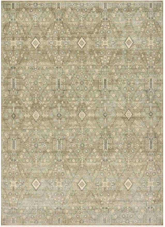 Geometric patterned rug on a white background
