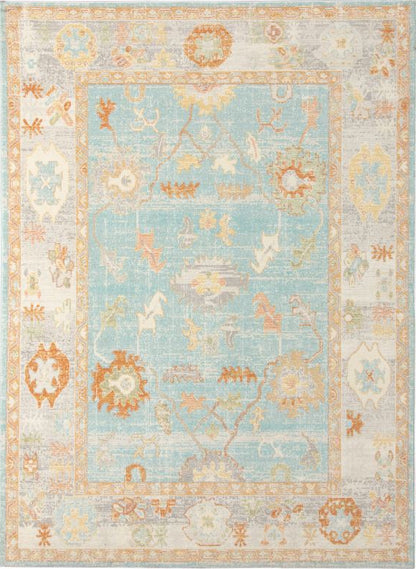 Decorative rug with floral pattern on a white background