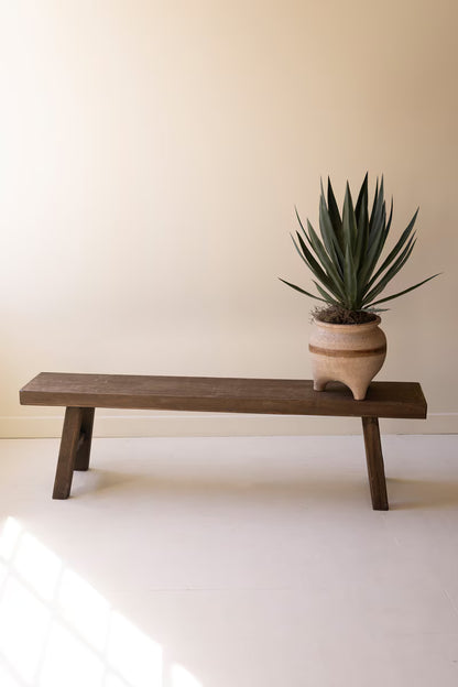 Dark Brown Wood Bench