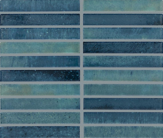 Pattern of blue tiles with horizontal stripes