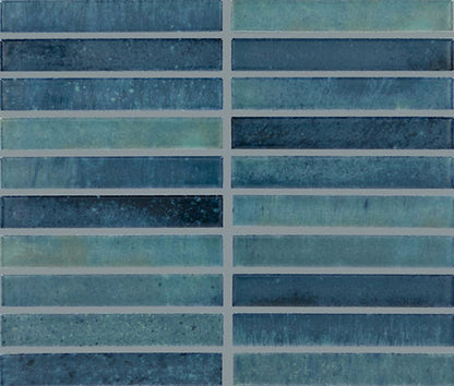 Pattern of blue tiles with horizontal stripes