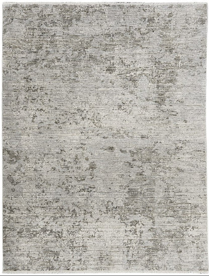 Gray textured area rug on a white background