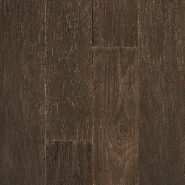 Close-up of dark brown wood flooring with visible grain and texture