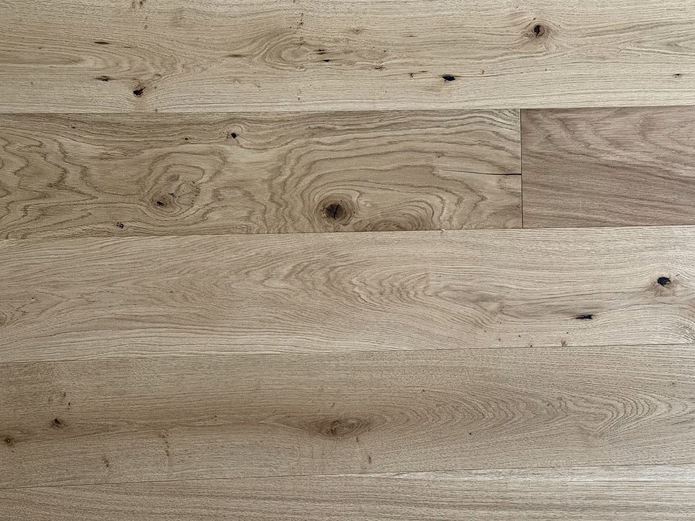 Close-up of wooden flooring with a natural finish