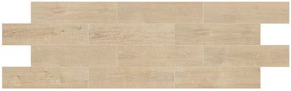 Beige ceramic tiles arranged in a horizontal pattern on a white background