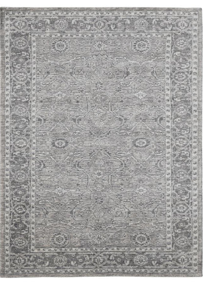 Gray patterned rug on a white background