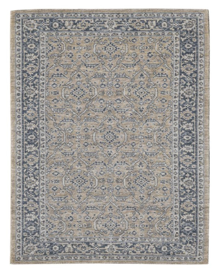 Decorative area rug with intricate pattern on a plain background