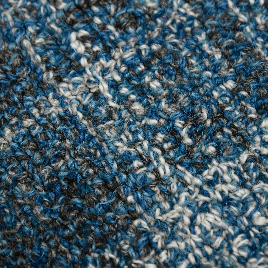 Close-up of blue, gray, and white textured fabric