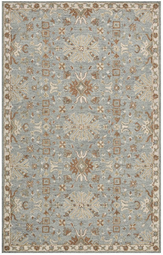Decorative rug with floral patterns on a light blue background