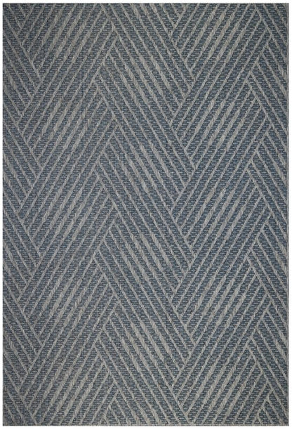 Gray geometric patterned rug on a white background