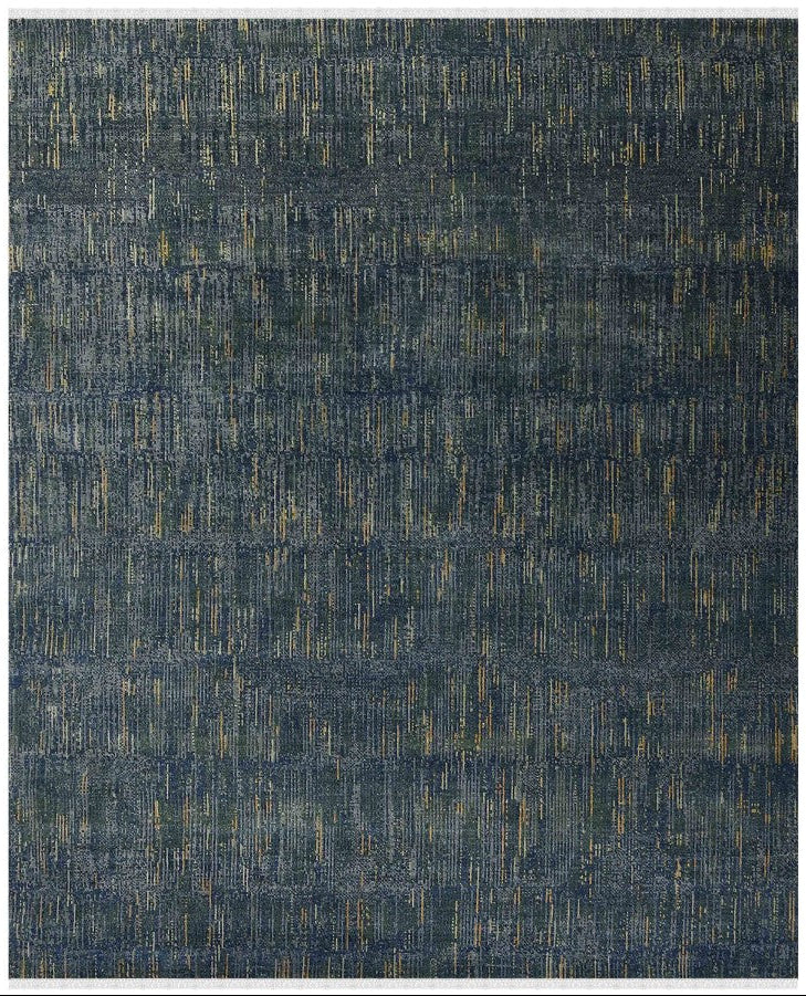 Textured blue rug with a subtle pattern on a white background
