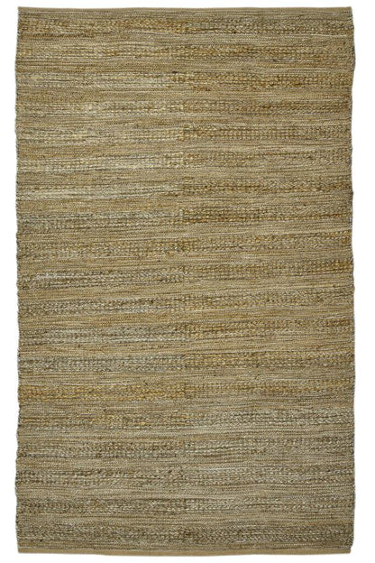 Textured area rug with a neutral color palette on a white background