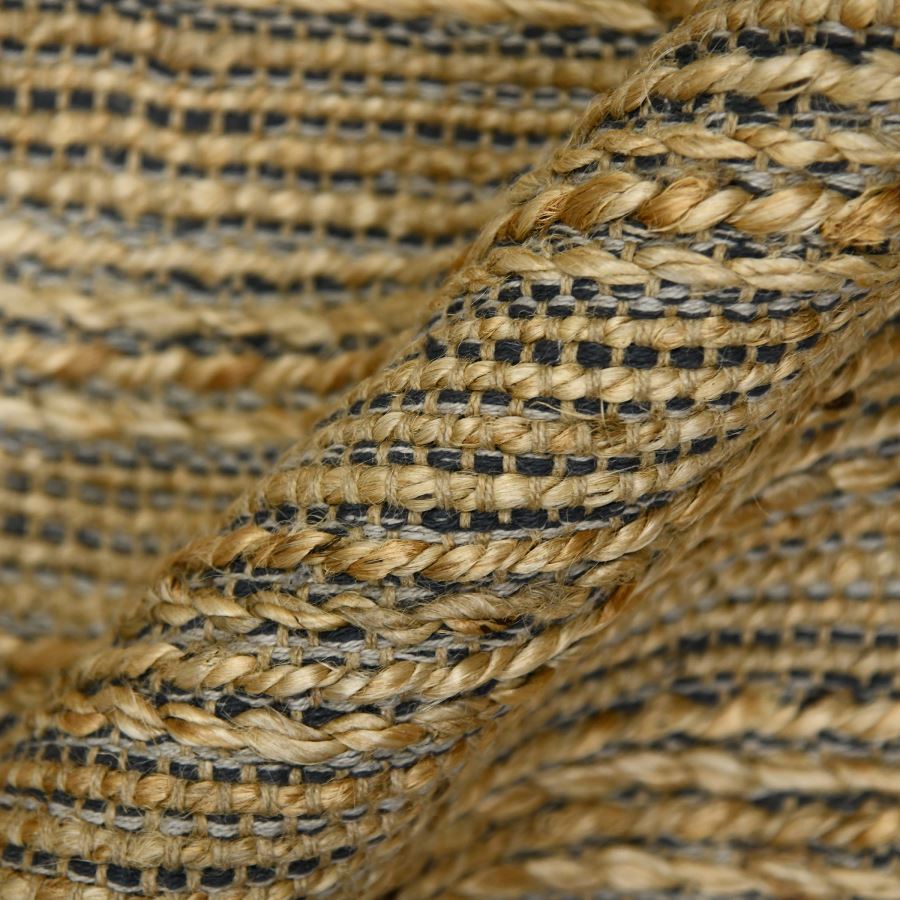 Close-up of braided jute rope with black accents