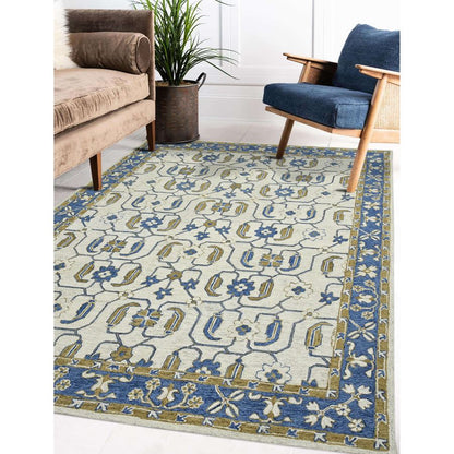 Decorative rug with floral pattern in a living room setting