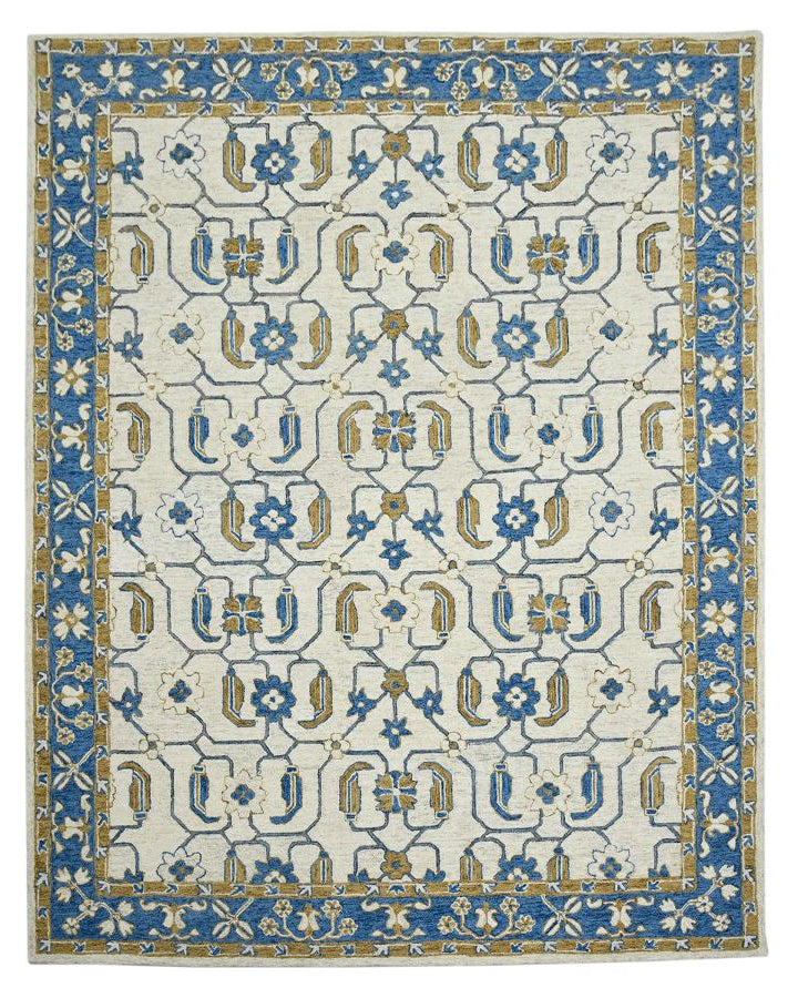 Decorative rug with geometric pattern on a white background