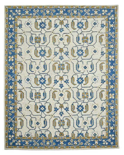 Decorative rug with geometric pattern on a white background