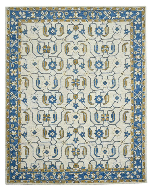 Decorative rug with geometric pattern on a white background