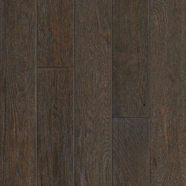Dark brown wood flooring with visible grain and texture