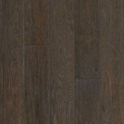 Dark brown wood flooring with visible grain and texture