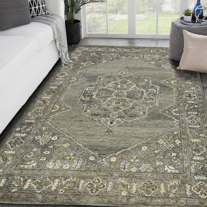 Decorative rug with intricate patterns in a living room setting