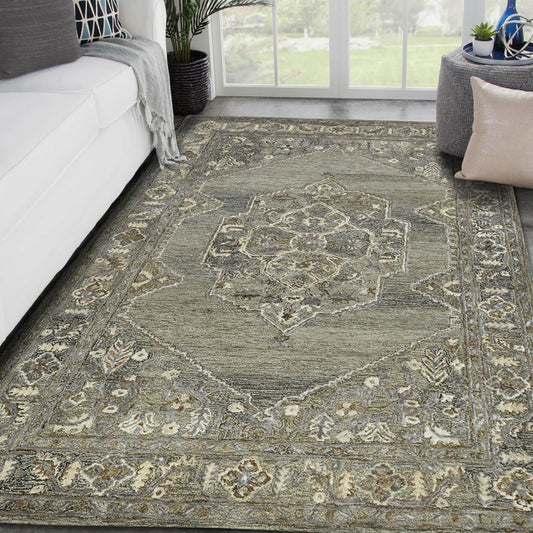 Decorative rug with intricate patterns in a living room setting