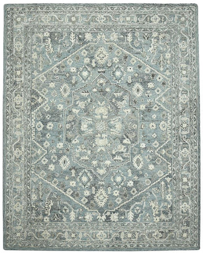 Decorative rug with intricate patterns on a plain background