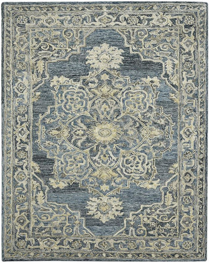 Decorative rug with intricate patterns on a white background