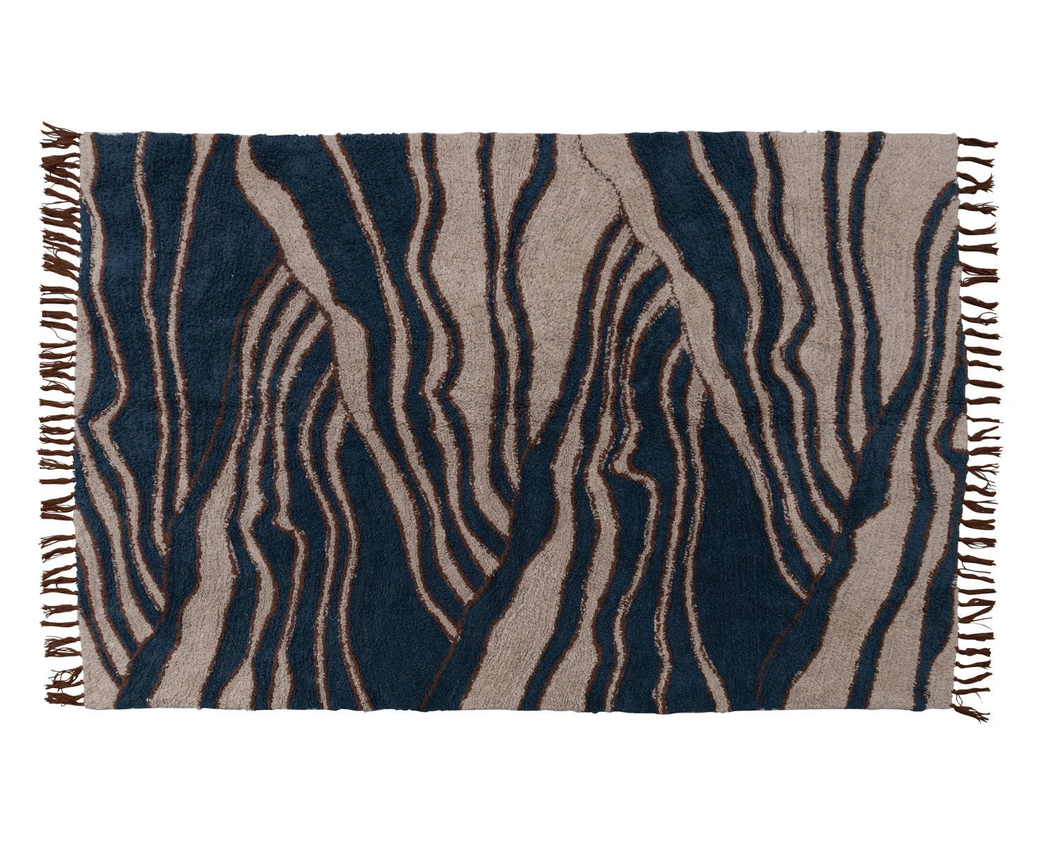 Rug with zebra pattern on a white background