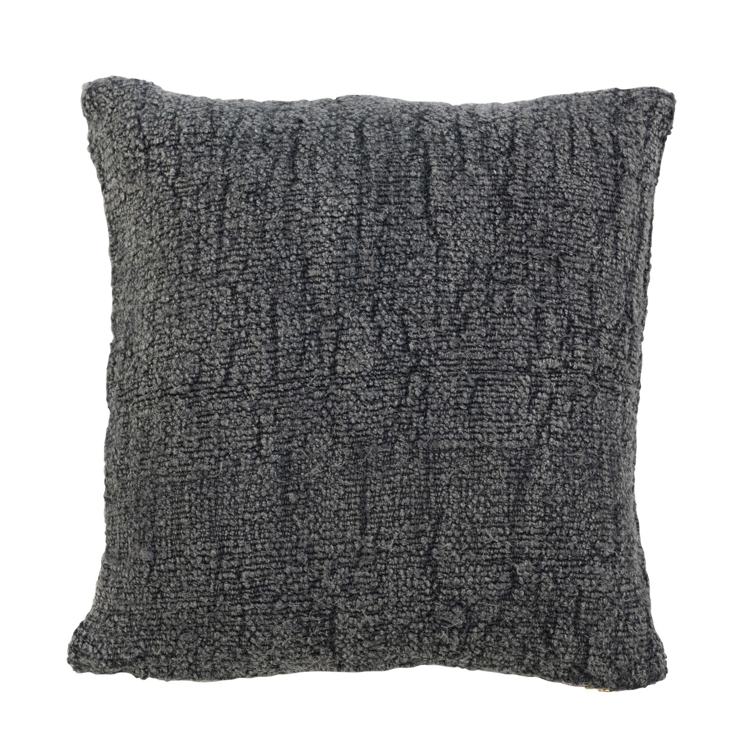 Textured gray pillow on a white background