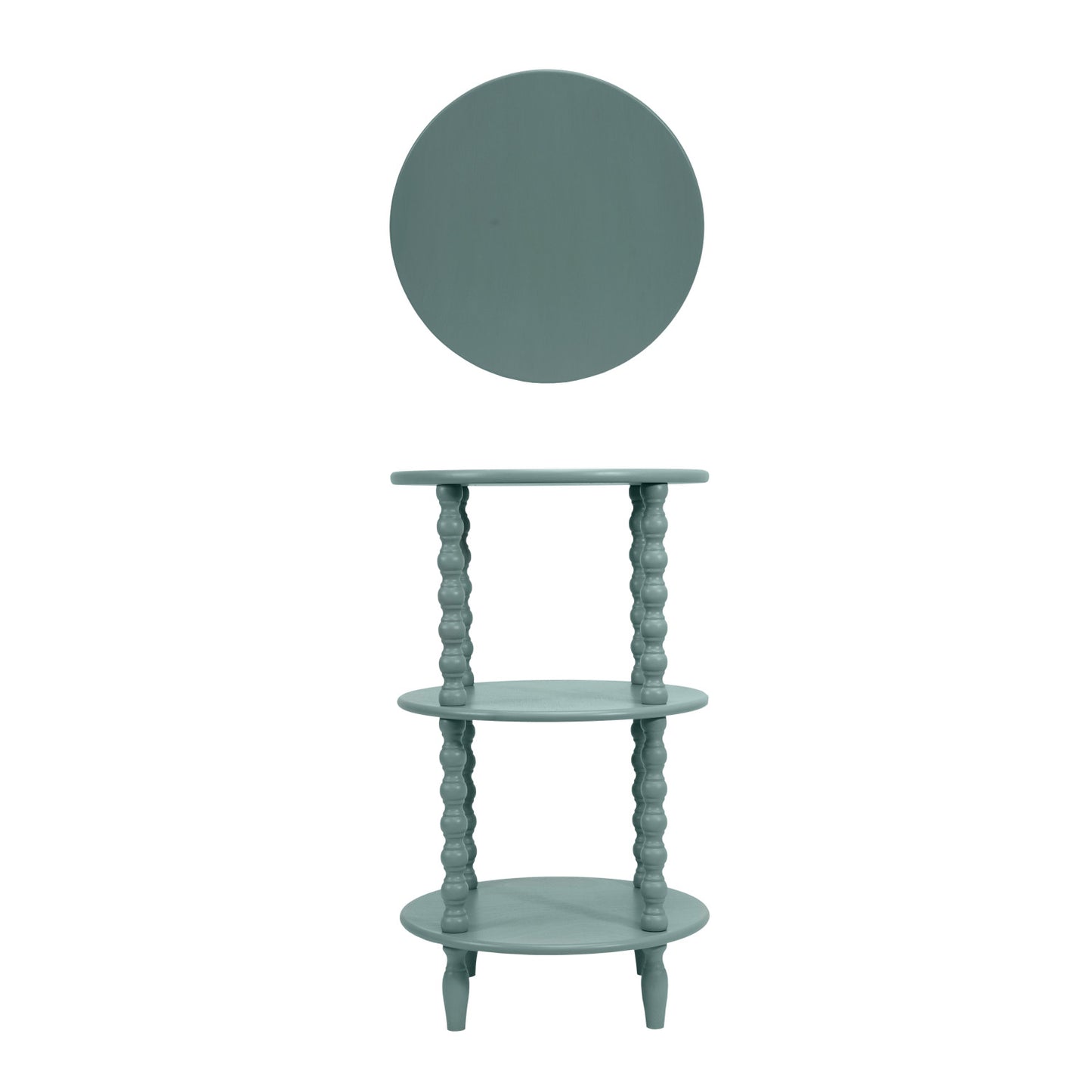 Wood Table with 2 Shelves & Turned Legs