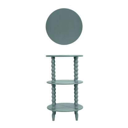 Wood Table with 2 Shelves & Turned Legs