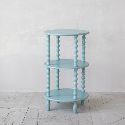 Wood Table with 2 Shelves & Turned Legs