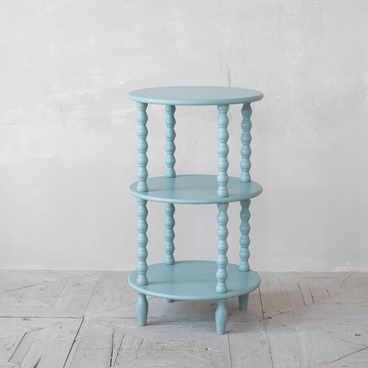 Wood Table with 2 Shelves & Turned Legs