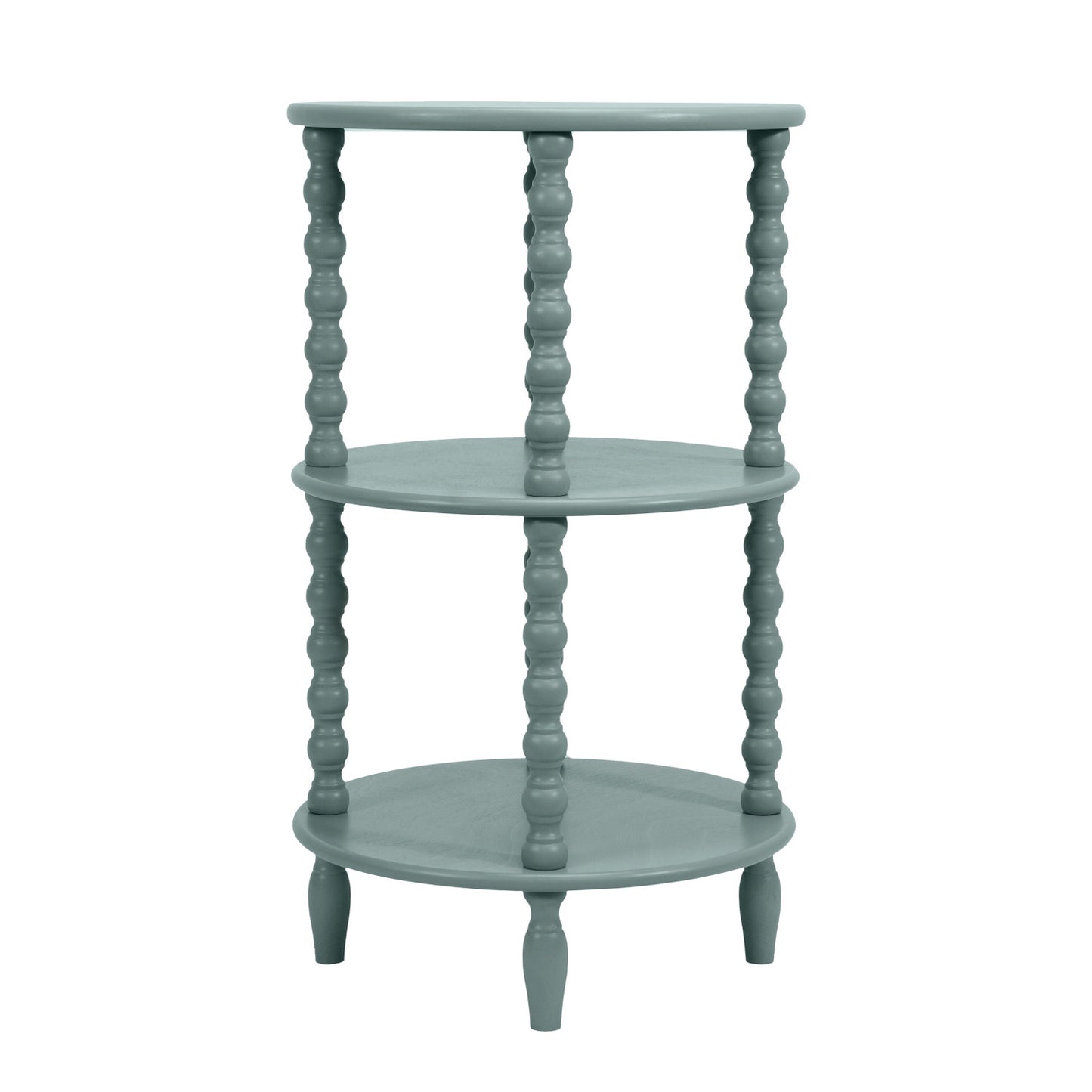 Wood Table with 2 Shelves & Turned Legs